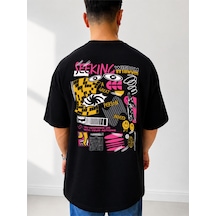 525 Oversize Sırt Baskılı Streetwear Unisex T-shirt Seeking Siyah