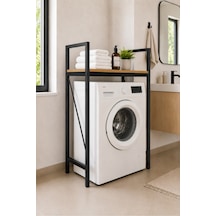 Lifos Çam/siyah Raflı Çamaşır Makinesi Dolabı Kurutma Makinesi Dolabı Metal Banyo Dolabı