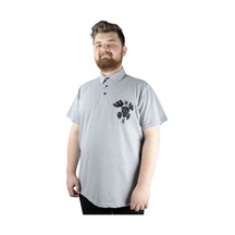 Mode Xl Erkek T Shirt Polo Skull 22304 Gri Melanj 001