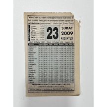 23 Şubat 2009 Takvim Yaprağı - Nostaljik Koleksiyonluk Takvim Yaprağı