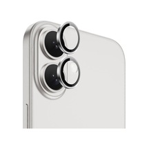 Apple Uyumlu iPhone 16 / 16 Plus Safir Seri Kamera Lens Koruyucu Gümüş Gümüş