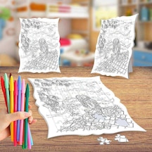 Manzara Ve Baykuş Boyama Puzzle Tablo Çocuk Eğitici Yapboz