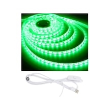5 Metre 5 Volt 2835 Smd Yeşil İç Mekan 60 Ledli Şerit Usb Li Anahtarlı Beyaz Güç Kablosu Set