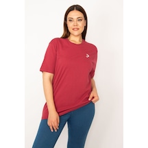 Şans Kadın Bordo Bisiklet Yakalı Kısa Kollu Basic Bluz 65n33279-bordo Bordo