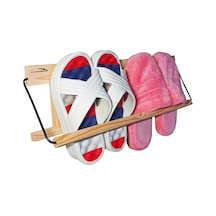 Doğal Ahşap Terlik Duvar Askısı Terliklik Balkon Banyo 50Cm Ahşap