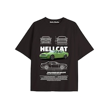 Kalic Studio Özel Tasarım Oversize Dodge Challenger Siyah T-shirt