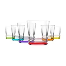 LAV Elegan Cam Viski Bardağı 6'lı 315 ml Karışık Renkli (Meşrubat/Kokteyl Bardağı )