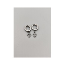 Kıstırmalı Erkek Çelik Küpe Silver Çapalı Gümüş