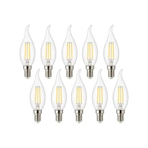 4w E14 Kıvrık Led Mum Ampul 35w Eşdeğer, 3000k Günışığı, 400 Lümen, 220-240v, Şeffaf Cam Filament, 10'lu Diğer