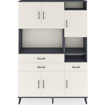 Arges Dolap 10 Raflı 3 Çekmeceli 6 Kapaklı 132x30x195 Antrasit-aytaşı/aytaşı Aytası/aytası