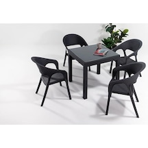 Garden Camlı Masa Takımı 1 Masa + 4 Sandalye Antrasit Bahçe Balkon Teras Antrasit Garden Camlı Masa Takımı 1 Masa + 4 Sandalye Antrasit Bahçe Balkon Teras Antrasit