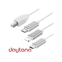 Daytona ADS-501 3in1 USB B to Micro USB - Lightning - Type-C Enstrüman Kablo Çevirici OTG Kablo