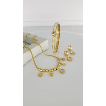 Burry Marka Gold Çelik Takı Seti Gümüş - Rose Gold