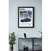 Bmw M4 Competition Ahşap Çerçeveli Poster Tablo M Coupé