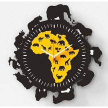 Ahşap Zeminli Karga Figürlü Duvar Saati Çok Renkli