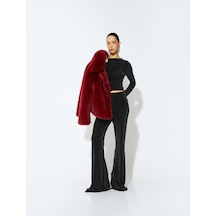 Koton Slim Fit Uzun Kollu Yuvarlak Yaka Parıltılı Body Siyah 5wak50313ek Siyah