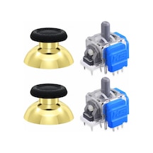 Ps5 Manyetik Motor 2+2 Set Altın Krom Analog Topuz Hall Sensör Playstation 5 Yedek Parça Siyah