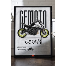 Cfmoto 650 Nk Siyah Ahşap Çerçeveli Poster, Dekoratif Motosiklet Duvar Tablosu