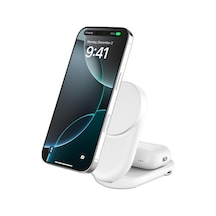 Belkin Wız039kqwh Ultracharge 2-in-1 Katlanabilir Qi2 25w Magsafe Uyumlu Kablosuz Şarj Standı - Beyaz