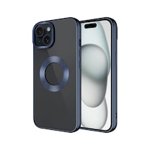 Apple iPhone Uyumlu 15 Kılıf Kamera Lens Korumalı Logo Gösteren İnce Hafif Pazarplus Lacivert