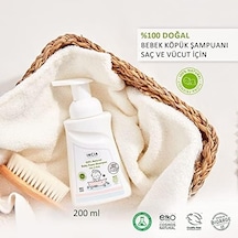 %100 Doğal Organik Sertifikalı Bebek Köpük Şampuanı Saç Vücut Lavanta Konak Önleyici Yenidoğan 200 Ml Açik Gri