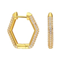 Hexagon Zirkon Küpe 717050 Gold Gümüş