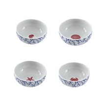 Mercan Desen Kase 4'lü Set Beyaz - Mavi