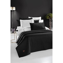 Elegante %100 Pamuk Saten Yatak Örtüsü Seti Antrasit Bej