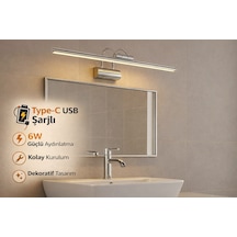 Sarjlı Led Flüt Resim Aplik 6w 3200k Gün Işığı 35cm Duvar Tipi Ayna/tablo Üstü Dekoratif Işık Ip20 Iç Mekan Kullanım Krom