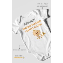 Morivokids Dedemden Kısa Kollu Bebek Body %100 Pamuk Beyaz