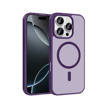 Rba Aksesuar Apple Uyumlu iPhone 16 Pro Max Kılıf M-safe Şarj Özellikli Zore Babet Kapak - Derin Mor