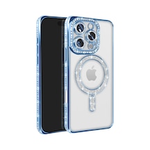 Newface Apple İphone 16 Pro Max Kılıf Joke Simli Magneticsafe Kılıf - Mavi