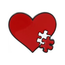 Puzzle Ve Kalp Desenli Medikal Broş P0621 Çok Renkli