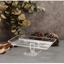 Esonez 950008 Madlen Ayaklı Dikdörtgen Cam Servis Tabağı 17,5 X 28,8 X 21,1 Cm Şeffaf