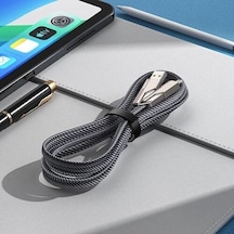 2 İn 2 65w Usb Type-c Ve Lightning İle Uyumlu Örgülü Şarj Ve Data Kablosu - 1.5m Siyah Az-b10th Car Play Destekler
