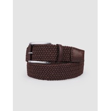 Triko Kahverengi Örgü Detaylı 4 Cm Erkek Günlük Kemer Kahverengi