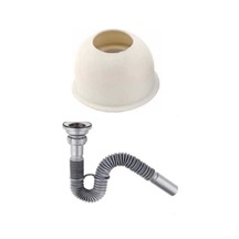 Lavabo Evye Sifonu Lüx Körüklü + Adaptör Conta 32 Mm Çıkış Bej - Gri