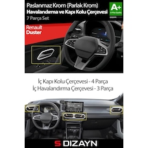 S-dizayn Renault Duster Krom Havalandırma Ve İç Kapı Kolu Çerçevesi 7 Prç. 2024 Üzeri Parlak Krom