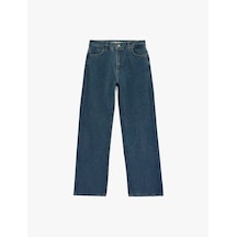 Koton Cepli Uzun Düz Paça Taşlı Jean Pantolon - Straight Fit Jean Orta İndigo 6sal40100md İndigo