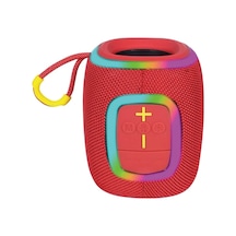 Oldfriend Kırmızı Kablosuz Bluetooth Hoparlör Su Geçirmez Taşınabilir Süper Bas Hifi Müzik Stereo Rgb Işık