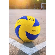 Voleybol Topu Lamineli Beton Zemin Soft Touch İç-dış Mekana Uygun 8 Panel Sarı-mavi 280 Gram Açık Gri