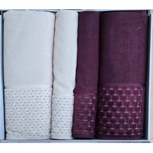 Adrıa Açık Bej Mürdüm-mürdüm Best Set Hamam Takımı