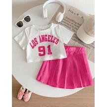 My Kids Wear Pile Etekli Baskılı Kız Çocuk Takım Pembe