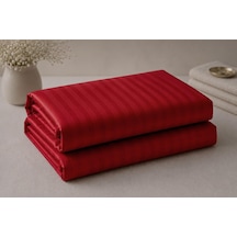 Tr Wova Home Burgundy Stripe Çift Kişilik Nevresim Takımı%90 Pamuk 83 Tel Saten Çizgili Lastikli Çarşaflı Nevres Diğer