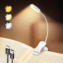 Glocusent Söğüt Yatakta Kitaplar İçin Okuma Işıkları, 10led Parlak Kitap Işığı, 3 Renk Ve 3 Parlaklık, Şarj Edilebilir Kitap Işığı 80 Saat Sürer, Okuma Işığında Hafif Klips Beyaz