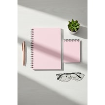 Tr Premium Pastel Renk İkili Defter Seti - Renkli Sayfalı A5 Spiralli Defter & A6 Not Defteri - 50 Yaprak Şeffaf Kapa Genel