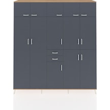 Hyperion Dolap 10 Raflı 2 Çekmeceli 3 Askılı 220x44x243 Çam-antrasit/antrasit Antrasıt/antrasıt