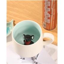 Mukko Home 3d Porselen Kupa Sevimli Yavru Fil Figürlü, 350 Ml, Eğlenceli Ve Şık Tasarım,mavi Siyah Beyaz - Çok Renkli