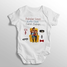 İmaj Tuğbababy Babalar Günün Kutlu Olsun Canım Babam Baskılı Bebek Zıbını (520689189) Beyaz