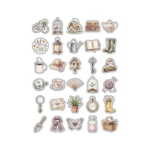 30 Adet Pastel Suluboya Vintage Sticker Seti - Laptop Defter Ve Ajanda İçin Estetik Paket Çok Renkli